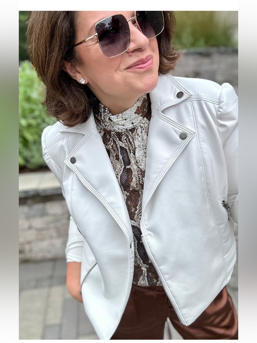 Melissa Nepton Honea Vegan Leather Biker Jacket in Milk